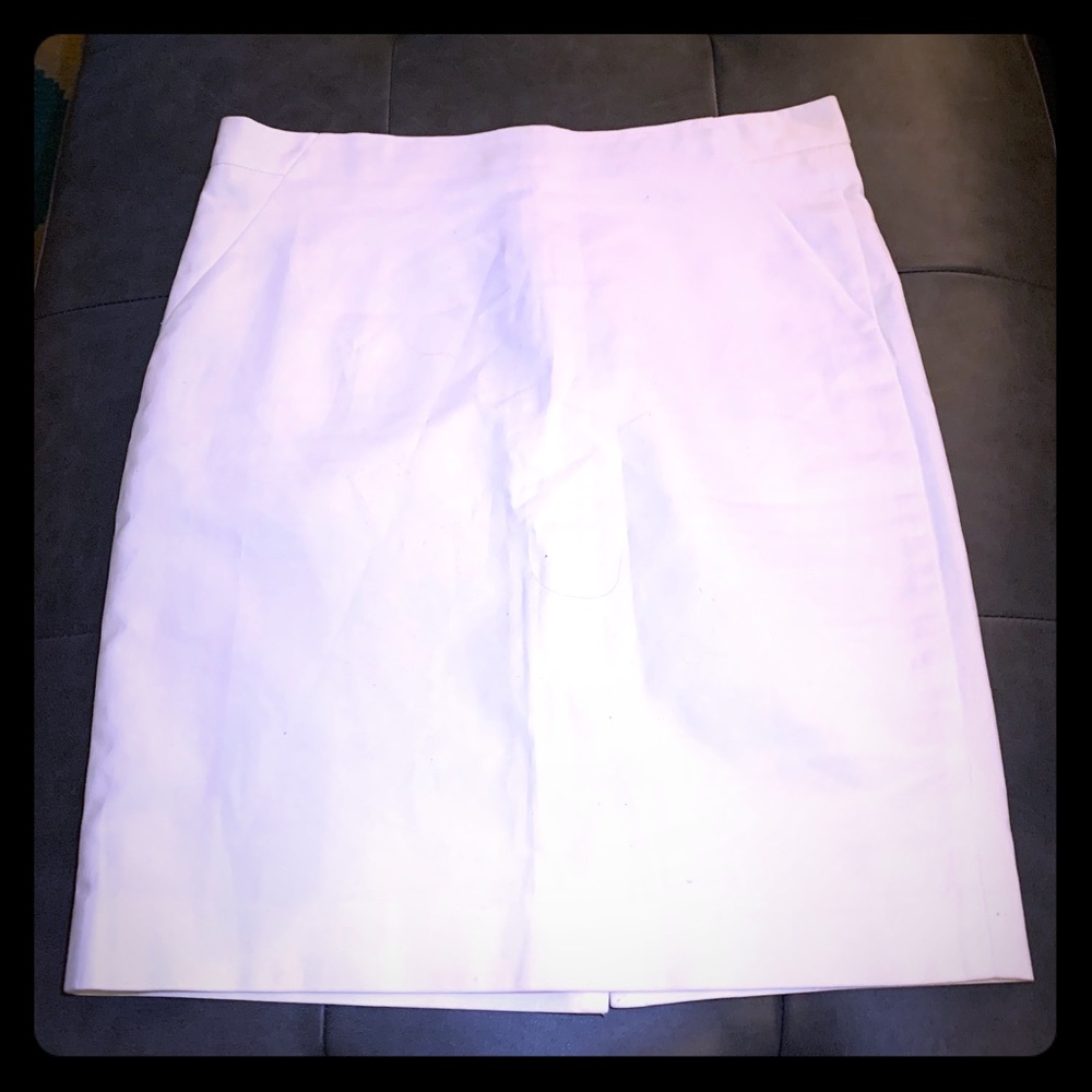 White Linen Skirt with Back Zip - Fully Lined